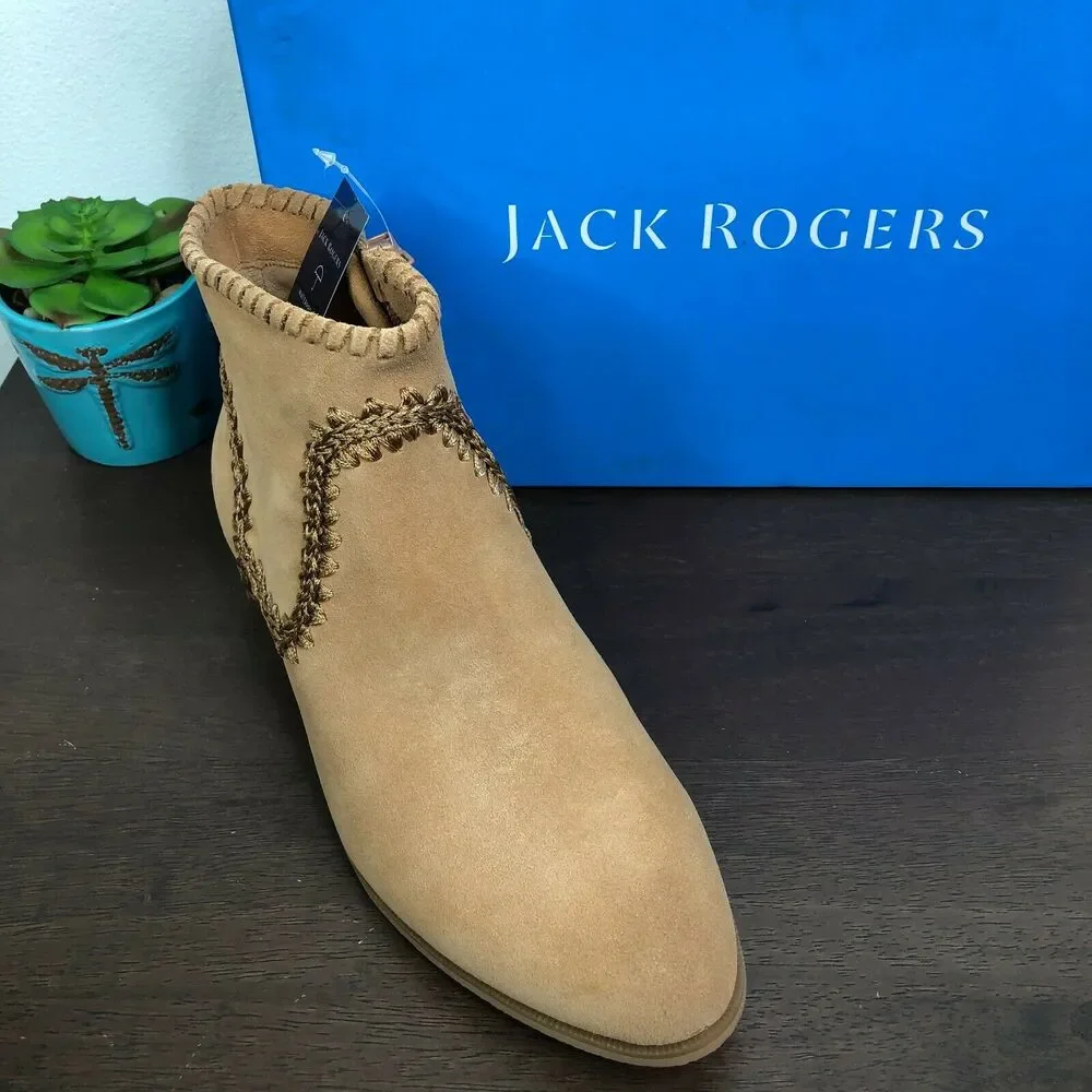 NEW Jack Rogers Womens Gemma Tan Suede Waterproof Ankle Booties Size 6M